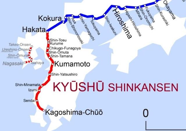 Map of the Kyushu Shinkansen