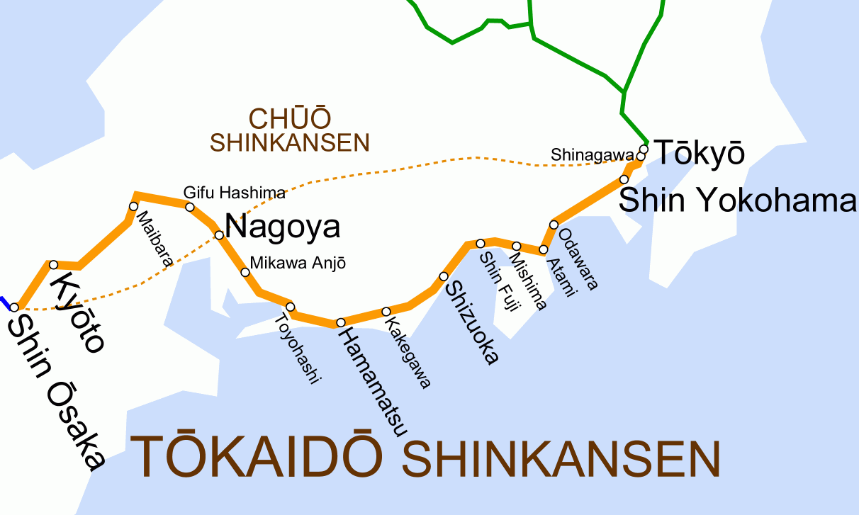 Map of the Tokaido Shinkansen